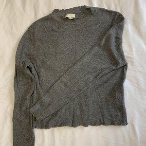 Lettuce edge mock neck sweater